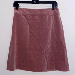 DKNY women’s blush colored mini skirt in a cotton/spandex velvet, zipper back, 4